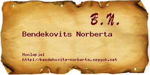 Bendekovits Norberta névjegykártya